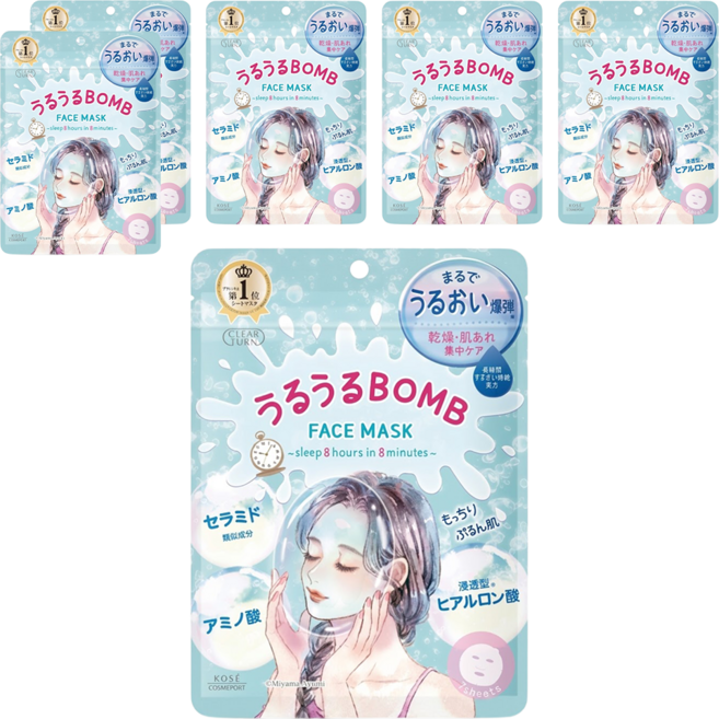 KOSE 高絲 CLEAR TURN 光映透 爆彈保濕療癒面膜 168ml, 7個, 6包