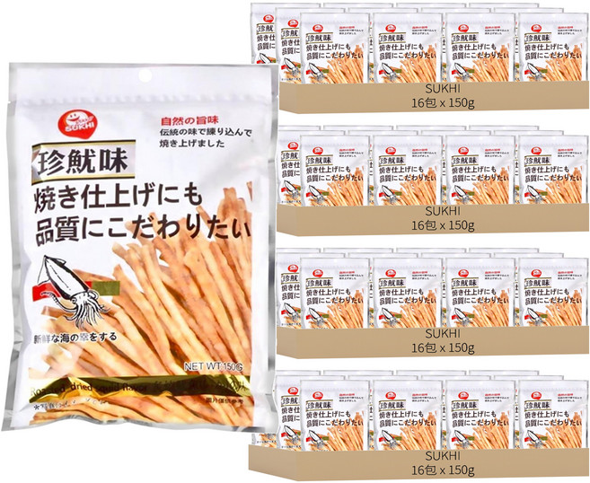 SUKHI 珍魷味 香辣捲 紅燒魷魚, 150g, 64包
