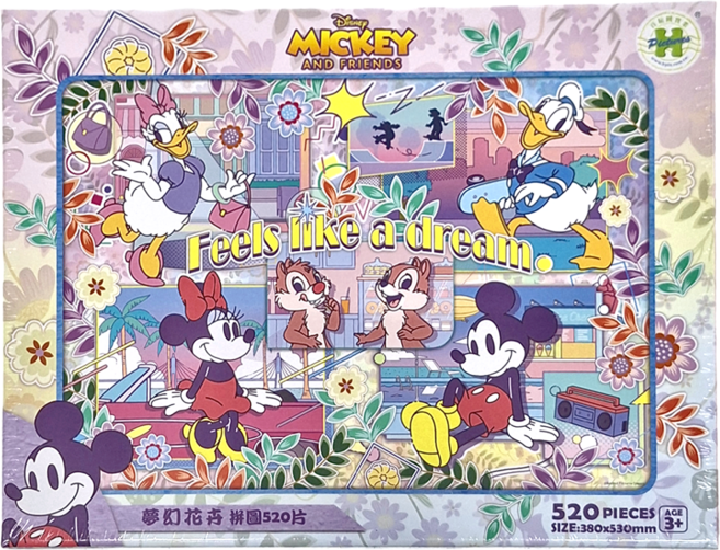 HUNDRED PICTURES 百耘圖 Mickey Mouse&Friends 拼圖 HPD0520-182 3歲以上 487g, 520片, 夢幻花卉, 1盒