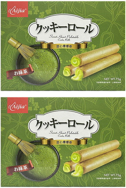 Aijia 愛加食品 抹茶甜心爆爆捲, 75g, 2個