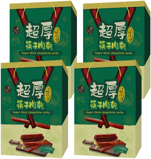 SUNFOOD 太禓食品 超厚筷子肉乾伴手禮盒 泰式, 240g, 4盒