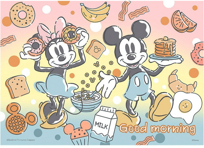 HUNDRED PICTURES 百耘圖 Mickey Mouse&Friends 甜點美食系列 拼圖 HPD0108-289 3歲以上, 108片, 美味早餐 多色, 1盒