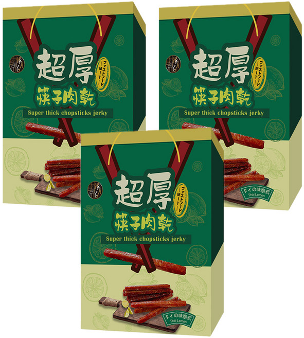 SUNFOOD 太禓食品 超厚筷子肉乾伴手禮盒 泰式, 240g, 3盒