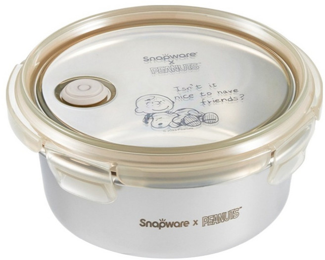 Corelle Brands 康寧餐具 Snapware SNOOPY復刻黑白不鏽鋼保鮮盒 720ml, 單一商品, 1個