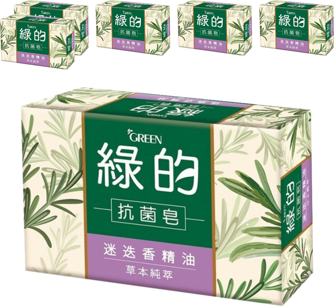 GREEN 綠的 抗菌皂 迷迭香精油, 100g, 6個