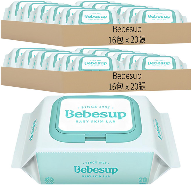 Bebesup Light 嬰兒用濕紙巾 掀蓋式, 20張, 32包