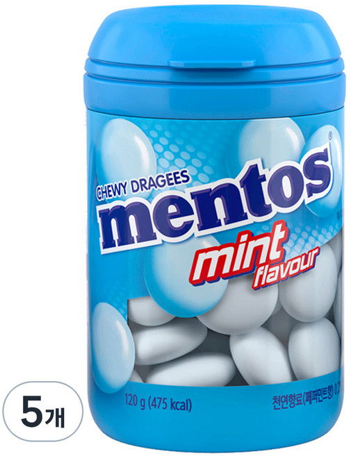 mentos 曼陀珠 罐裝曼陀珠 薄荷口味, 120g, 5個