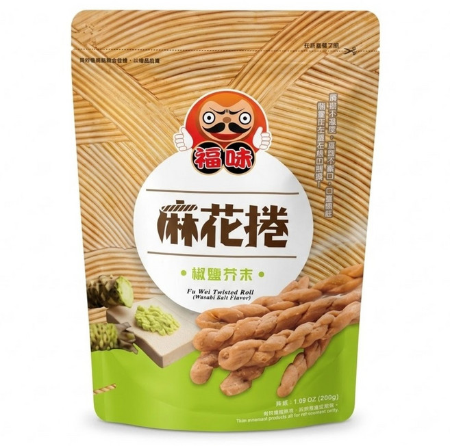 福味 小琉球麻花捲 椒鹽芥末, 200g, 1包