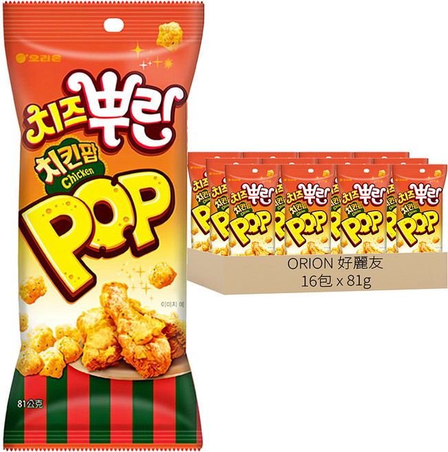 ORION 好麗友 雞米花脆餅 韓式起司炸雞口味, 81g, 16包