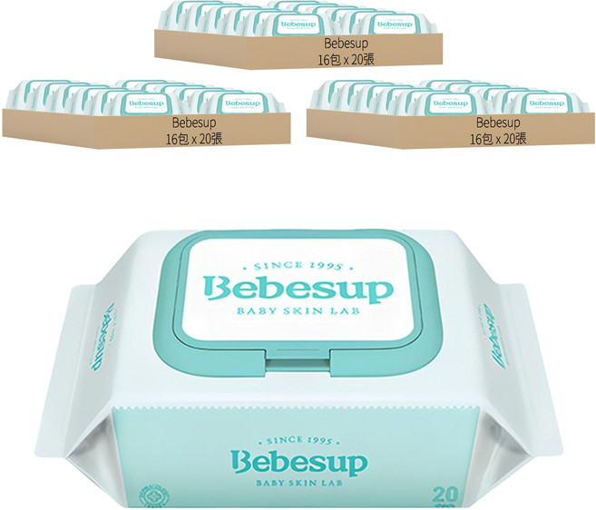 Bebesup Light 嬰兒用濕紙巾 掀蓋式, 20張, 48包