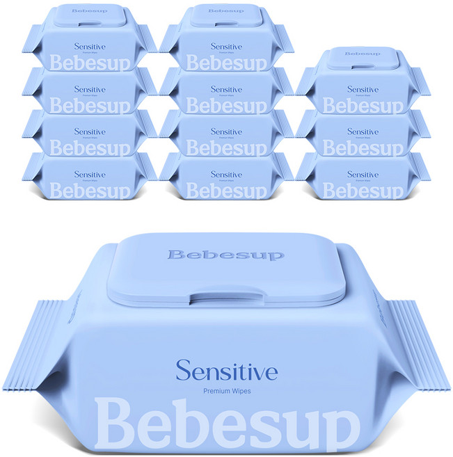 Bebesup 嬰兒用濕紙巾 敏感肌適用, 50gsm, 20張, 12包