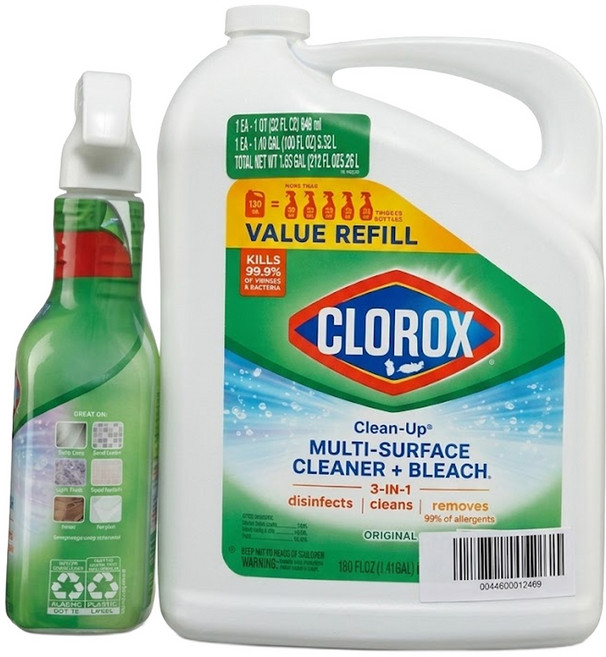 CLOROX 高樂氏 漂白清潔劑 噴槍瓶946ml + 補充瓶5.32L, 1組, 6266ml