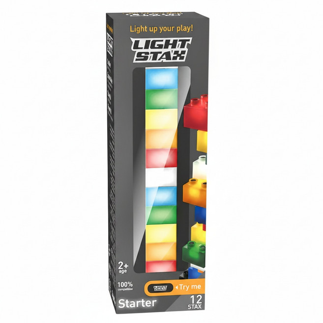 美國 LIGHT STAX JUNIOR系列 大顆粒升級底座版 Starter亮亮積木 2歲以上, 1盒