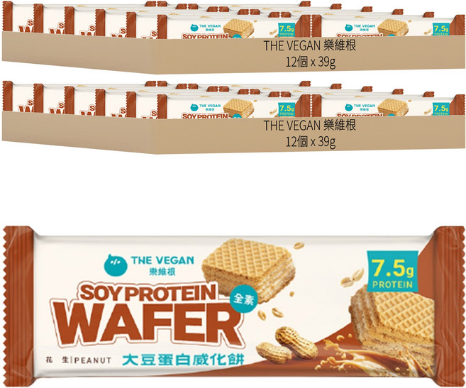THE VEGAN 樂維根 大豆蛋白威化餅 花生口味, 39g, 24個