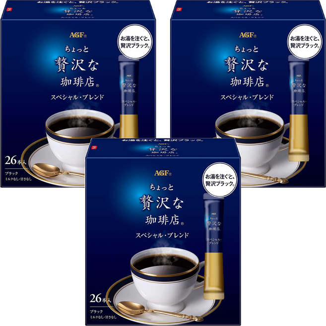 AGF 微奢華咖啡店 贅澤深煎即溶黑咖啡, 2g, 26條, 3盒
