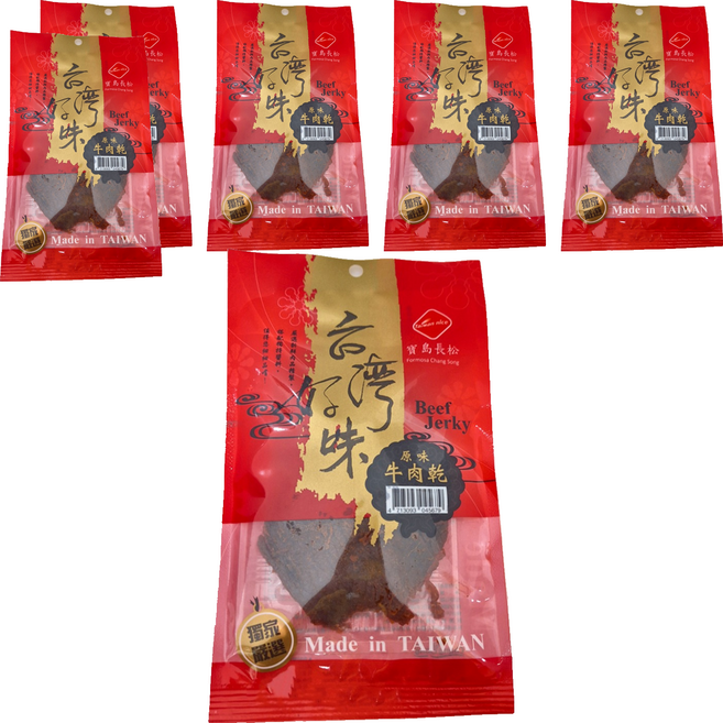 長松食品 牛肉乾 原味, 70g, 6包