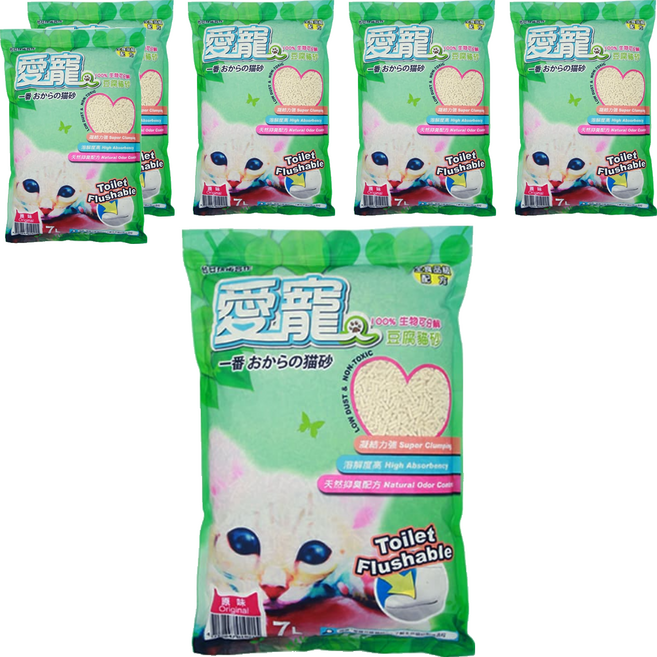 愛寵 豆腐砂貓砂, 原味, 7L, 6包