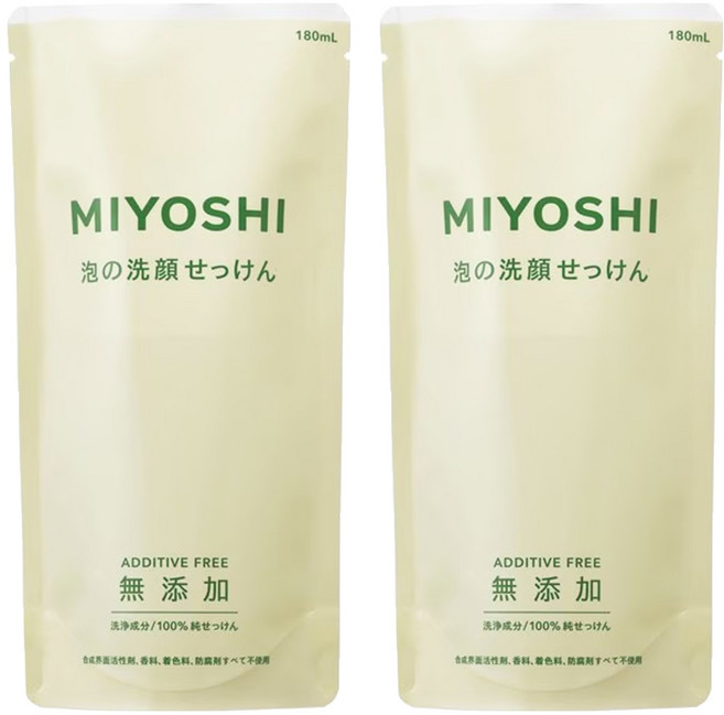 MIYOSHI 無添加 泡沫洗面乳補充包, 180ml, 2包