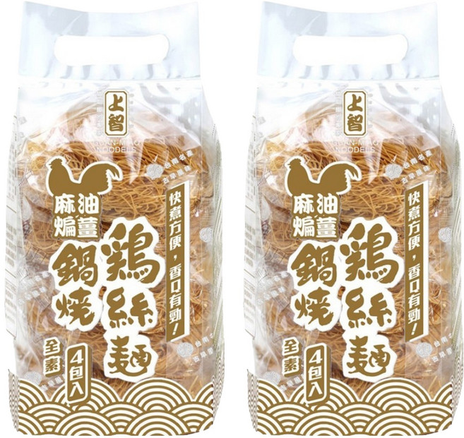上智 麻油煸薑 鍋燒雞絲麵, 308g, 2袋