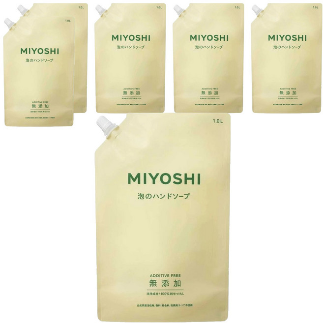 MIYOSHI 玉之肌 無添加泡沫洗手乳補充包, 1L, 6包