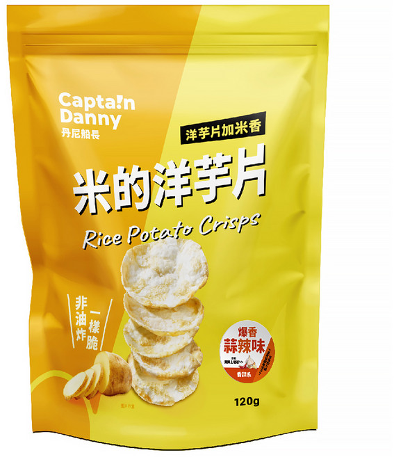 Captain Danny 丹尼船長 米的洋芋片 爆香蒜辣味, 120g, 1包