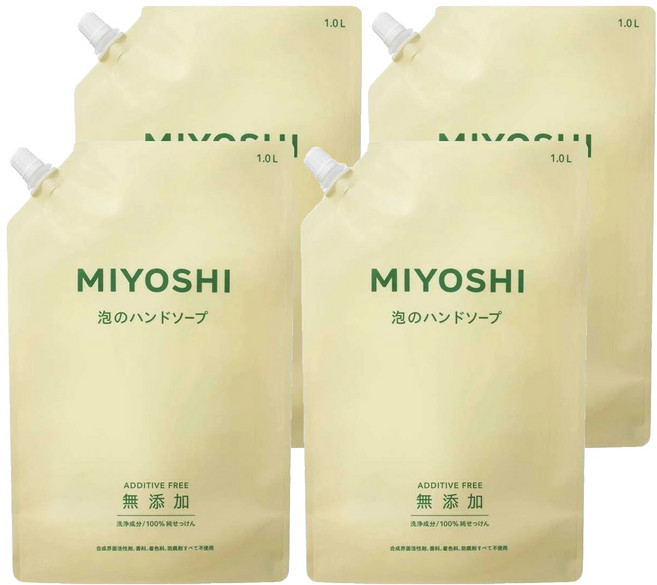 MIYOSHI 玉之肌 無添加泡沫洗手乳補充包, 1L, 4包