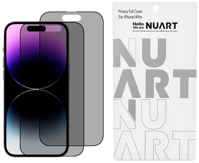 NUART 防窺全覆蓋鋼化玻璃螢幕保護貼 2入, 1套
