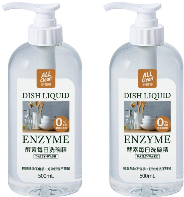 do it 多益得 ALL Clean 酵素每日洗碗精, 500ml, 2瓶