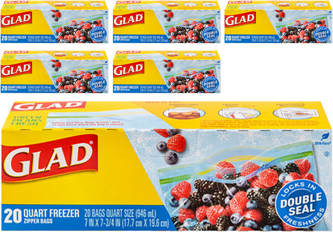 GLAD 佳能 4層寬版密封 冷凍用夾鏈袋, 中(M), 20入, 6個