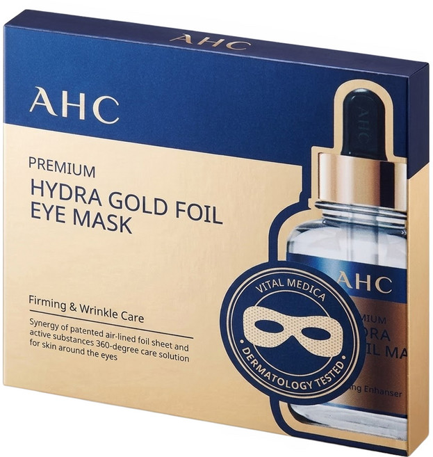 AHC 玻尿酸水潤緊緻金箔眼膜, 5入, 1組