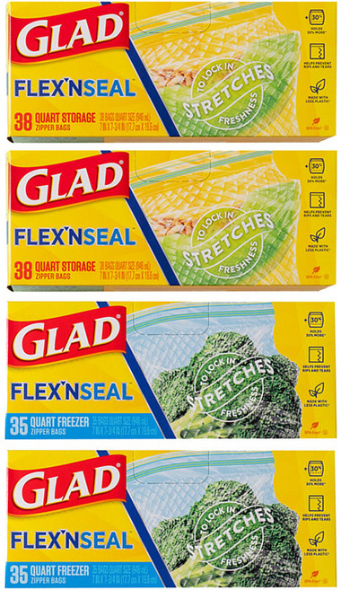 GLAD 佳能 Flex'n Seal 一般 + 冷凍夾鏈袋套組 中型, 2套