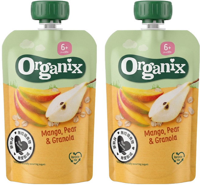 Organix 歐佳 燕麥纖泥 芒果+洋梨, 100g, 2包