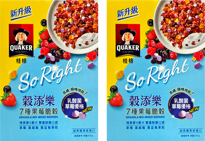 QUAKER 桂格 穀添樂七種果莓脆穀, 300g, 2盒