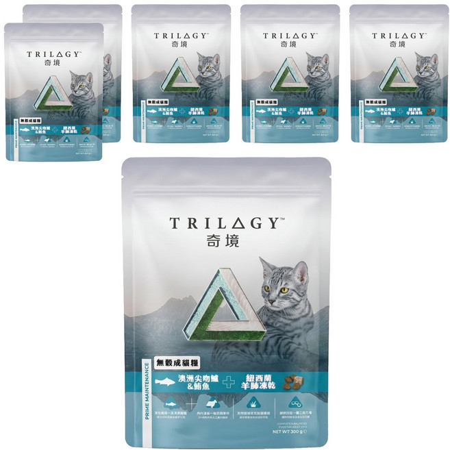 TRILOGY 奇境 無穀貓糧, 300g, 6包, 澳洲尖吻鱸 + 鮪魚 + 紐西蘭羊肺凍乾