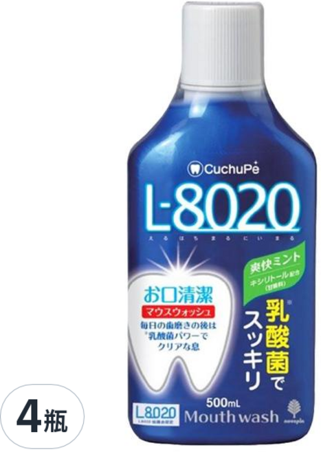 CuchuPe 勁爽薄荷乳酸菌漱口水 含酒精 L-8020, 500ml, 4瓶