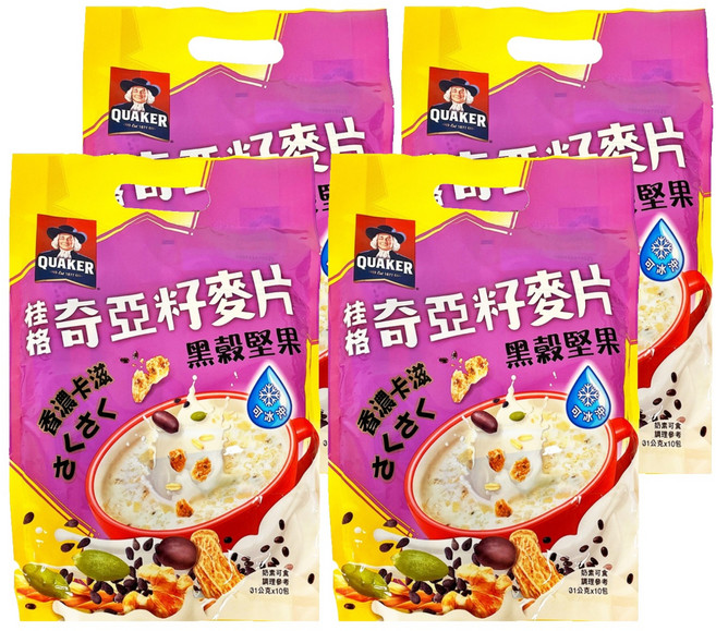 QUAKER 桂格 黑穀堅果奇亞籽麥片 10包, 310g, 4袋