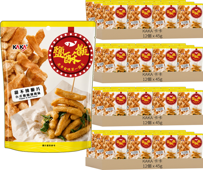 KAKA 卡卡 鹹酥攤甜不辣脆片 台式鹽酥雞風味, 45g, 48個