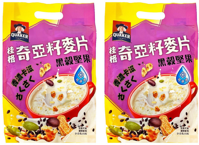 QUAKER 桂格 黑穀堅果奇亞籽麥片 10包, 310g, 2袋