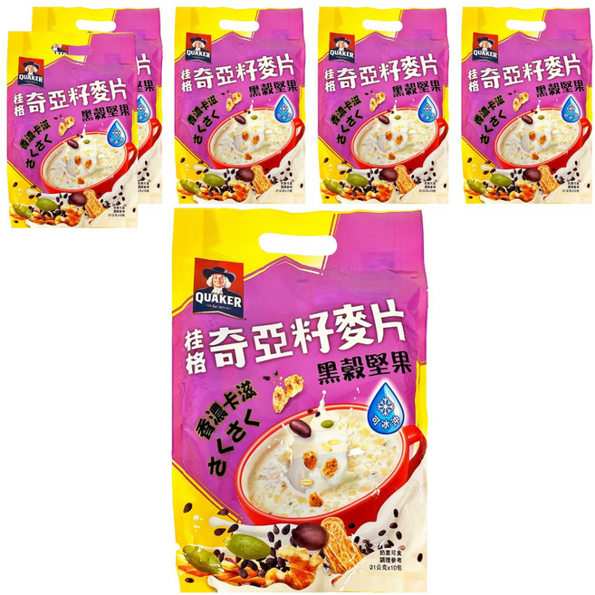 QUAKER 桂格 黑穀堅果奇亞籽麥片 10包, 310g, 6袋