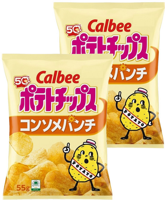 Calbee 卡樂比 Potato Chips 卡樂先生 洋芋片 清湯風味, 55g, 2包