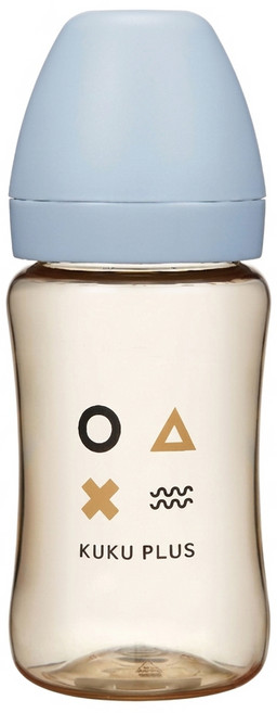 KU.KU Duckbill 酷咕鴨 KUKU PLUS 純真之瞳寬口 PPSU 奶瓶, 晨曦藍, 1個, 240ml