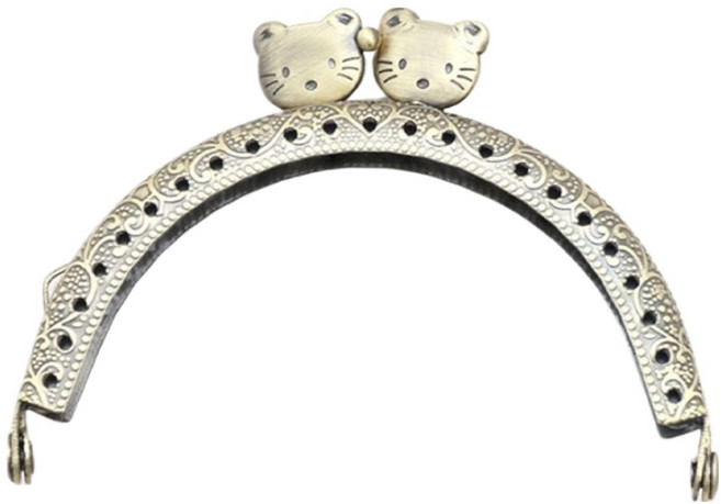 HAPPY BEARS Hello Cat 圓球復古口金框 8.5cm + 圖案, 仿古 古銅色, 2套