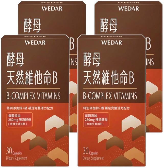WEDAR 薇達 酵母天然維他命B, 18g, 30顆, 4盒