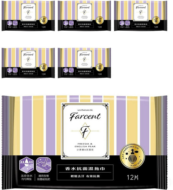 farcent 花仙子 驅塵氏 小蒼蘭英國梨抗菌濕拖巾, 6包