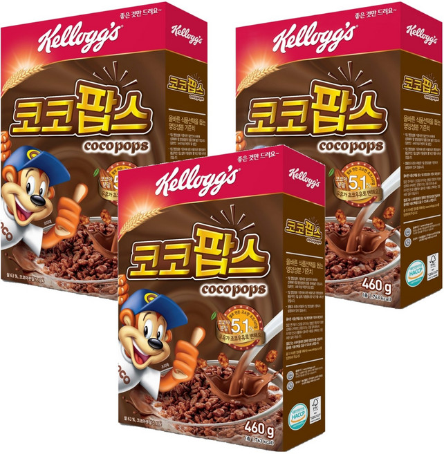 Kellogg's 家樂氏 可可米香麥片, 460g, 3盒