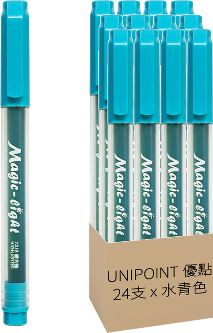 UNIPOINT 優點 螢光筆 721S, 水青, 24支