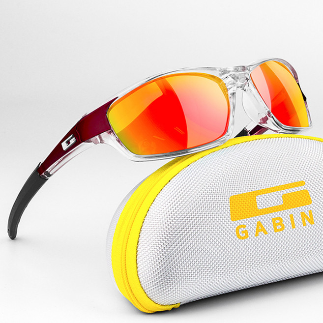 gabin Stylehorn 環繞式運動偏光太陽眼鏡 G108, C 5 透明 + 紅色鏡面鏡片(太陽眼鏡), 1個