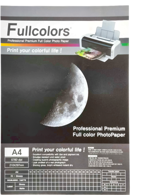 Fullcolors 全彩 雷射專用雙面列印亮面相片紙, A4, 50張