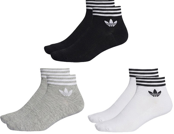 adidas 愛迪達 TREF ANK SCK HC 運動襪 3雙, 黑色 + 灰色 + 白色, 1組