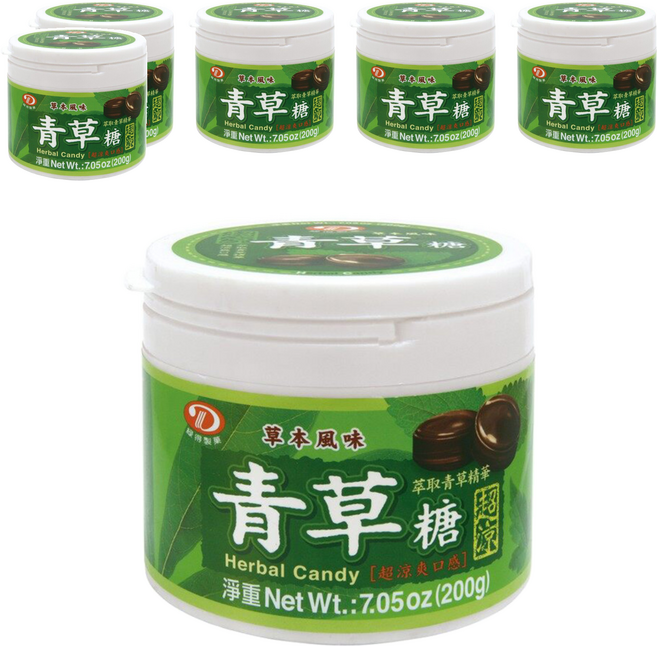 綠得製菓 超涼青草喉糖 綠, 200g, 6罐